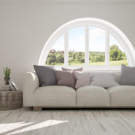 Idea,Of,White,Room,With,Sofa,And,Summer,Landscape,In